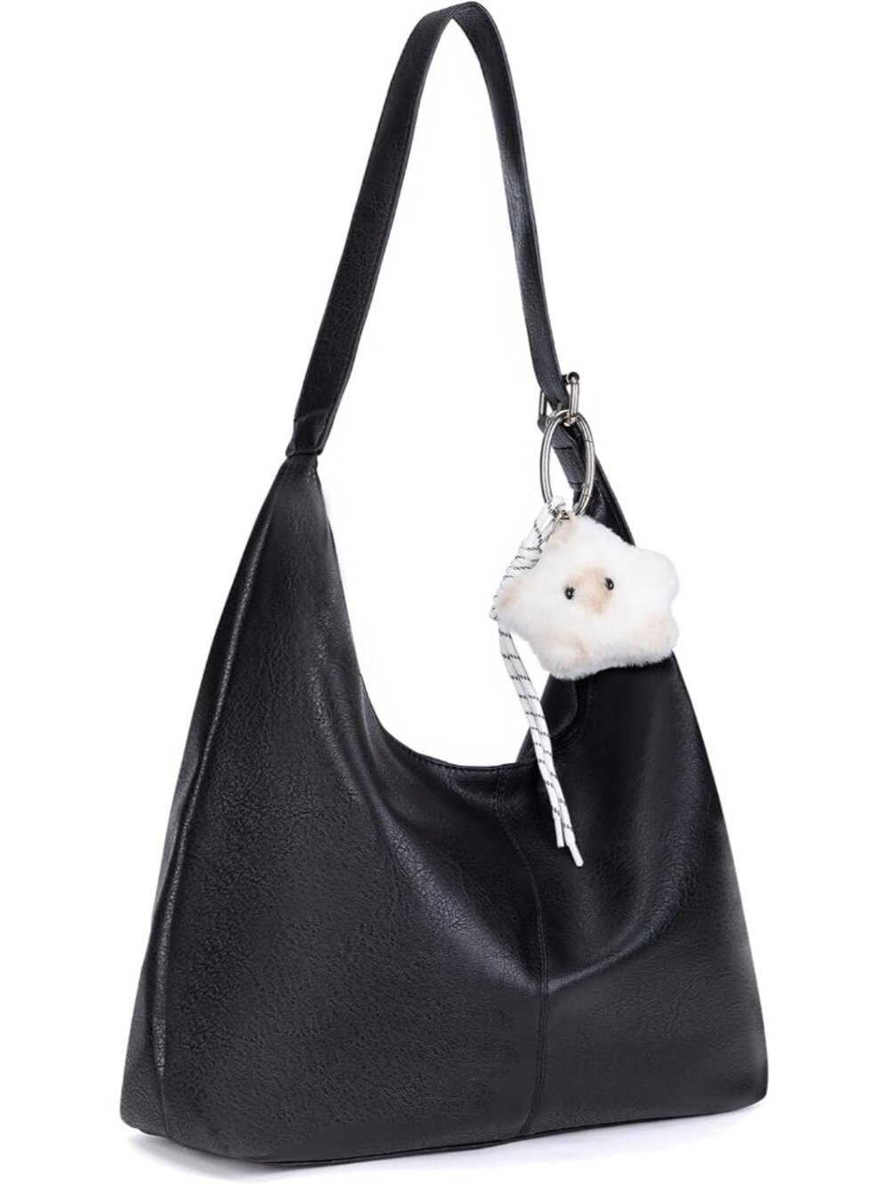 Slouchy Hobo Bag for Women Shoulder Tote Vegan Leather Purse with Zipper